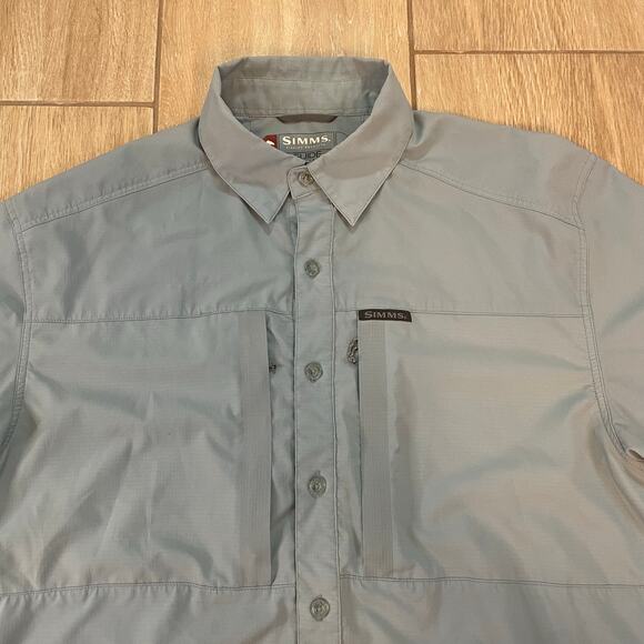 Simms Guide Series Fishing Shirt Men’s Medium Gray Long Sleeve Button Up Outdoor - Picture 9 of 16